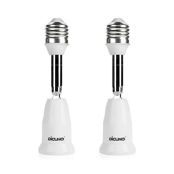 他サイト： DiCUNO E26→E26 口金延長アダプター E26 延長ソケット 角度可調 約11.5CM延長する 難燃性材料PBT 2個セットの商品画像