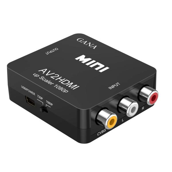 他サイト： RCA to HDMI変換コンバーター GANA AV to HDMI 変換器 AV2HDMI USBケーブル付き 音声転送 1080/72の商品画像