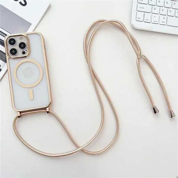 iPhoneアクセサリー iPhone 12 互換品】Crossboby-iPhone用 透明 電話ケース 磁気ネックレス