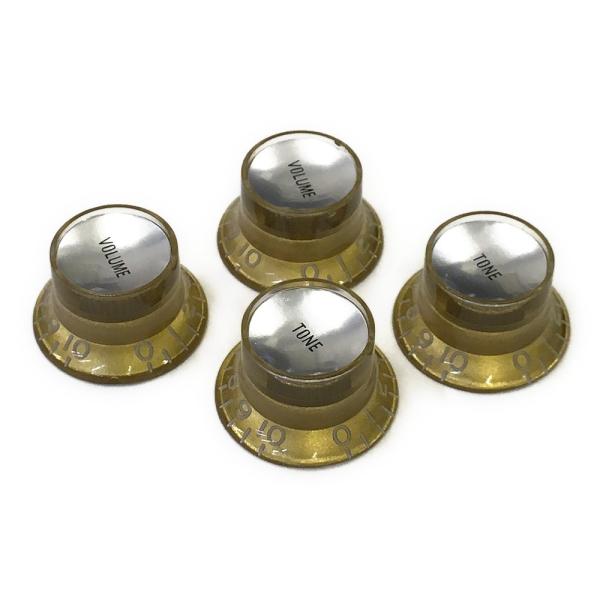SGやファイヤーバードなどに搭載されているリフレクターノブ国産などの18山刻みミリ規格スプリットシャフトに適合1〜10の数字はエンボス文字(彫り文字)タイプゴールド/シルバートッププレートVOLUME×2＋TONE×2の4個セット
