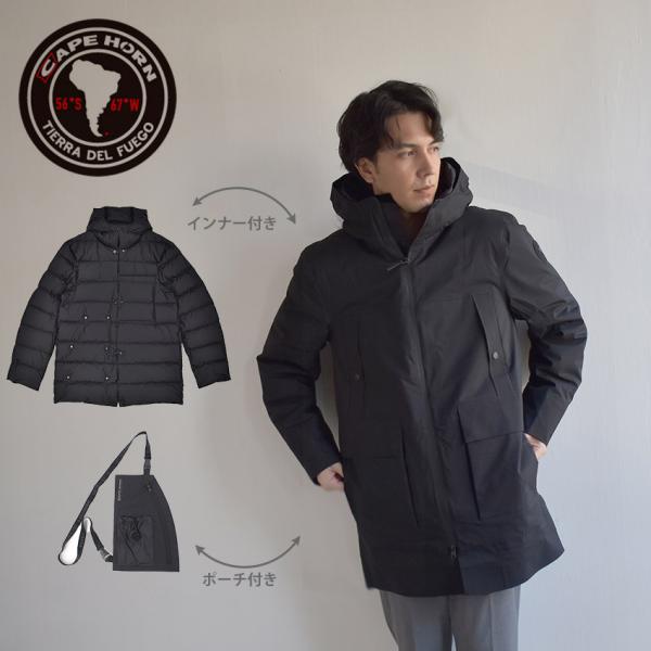 ケープホーン CAPEHORN ダウンジャケット 40 ブラック ロゴ CAPEHORN（ケープホーン） ダウンジャケット メンズ MARTIAL CAPE HORN