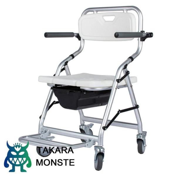 入浴用車いす 椅子 シャワーチェア 介護用 歩行器 コンパクト アルミ製 ブレ-キ付き シャワー キャリー キャスタ付き 便器 お風呂用 メディカルサービス