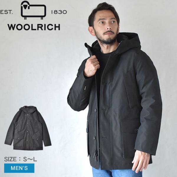 新品 WOOLRICH フード付きロング丈ダウンジャケット ブラック S 