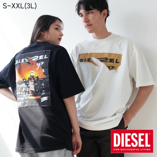 DIESEL ◆ロゴ メッセージ 半袖Tシャツ White Black◆関税送料込 z-mall_2316-0397