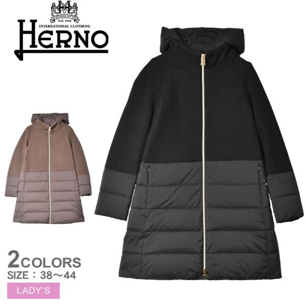 HERNO（ヘルノ） ダウンコート レディース ダイアゴナル ウール アンド 