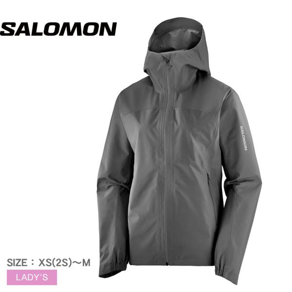サロモン アウター レディース SALOMON LC2110900 ブラック 黒 ウィンドジャケット シンプル フード ジップアップ ロゴ ワンポイント アウトドア ハイキング
