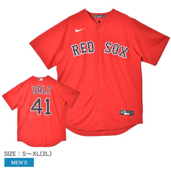 ナイキ ユニフォームシャツ メンズ NIKE T770-BQSA-BQ7-S41 レッド 赤 クリス・セール ボストン・レッドソックス MLB メジャーリーグ ベースボールシャツ