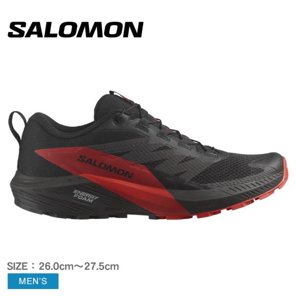 サロモン トレイルランニングシューズ メンズ SENSE RIDE 5 SALOMON L47214300 ブラック 黒 レッド 赤 靴 シューズ ローカット ランニング 山登り 爆買