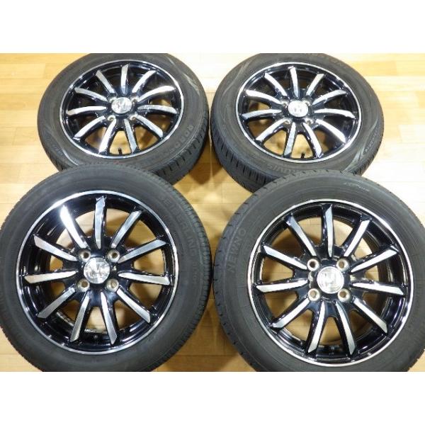ホンダ N-WGN 純正 ブラックポリッシュ アルミホイール タイヤ 4本セット 14インチ 155/65R14 溝有り 2024年/2023年製造 N-BOX