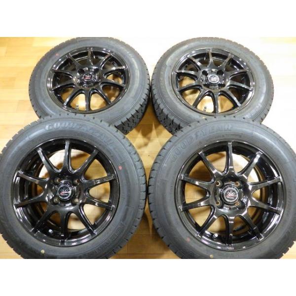 バリ山! アクア ソリオ スイフト マーチ 装着に ロクサーニ ホイール スタッドレスタイヤ 4本 14インチ 165/70R14 グッドイヤー 2021年製造
