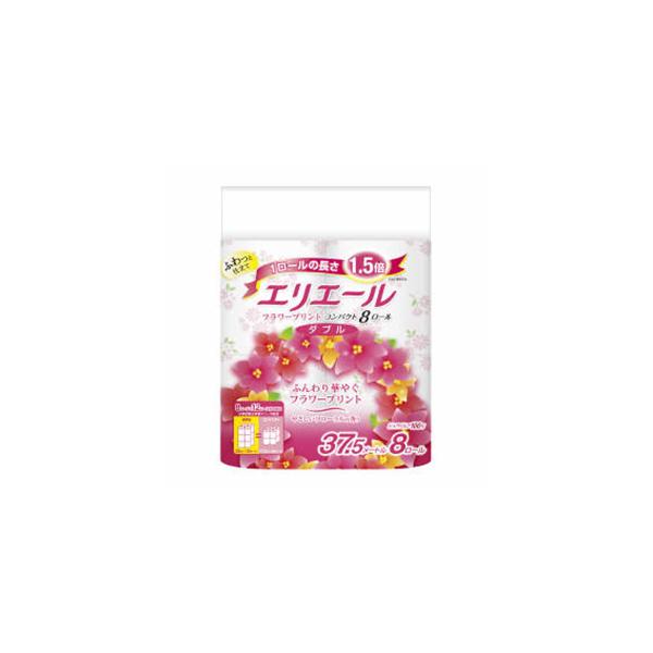 ▼5000円以上送料無料　(但し沖縄県、離島などは別途送料負担があります)　　　大王製紙　エリエール　トイレットティシュー　フラワープリントコンパクト８ロールダブルはさりげなく華やかな、やさしい花柄のプリント。加工技術の改良で、やわらかさを...