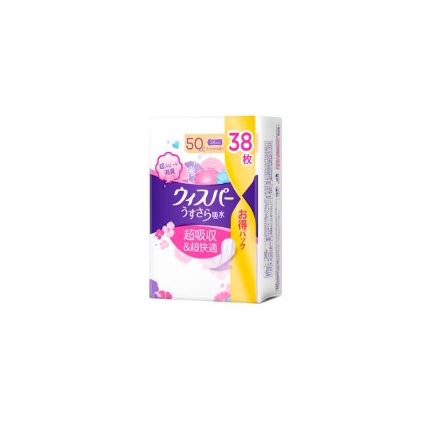 他サイト： Ｐ＆Ｇ　ウィスパー  うすさら吸水中量用５０ｃｃ３８枚の商品画像