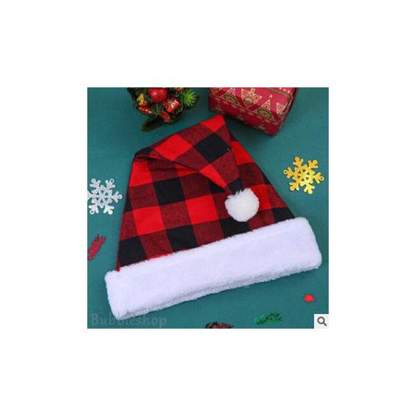 サンタ帽 仮装 子供 クリスマス コスプレ 帽子 キッズ サンタ ハット 小物 ぼうし チェック柄 レッド ブラック ボア ファー帽 可愛い パーティー サンタハット
