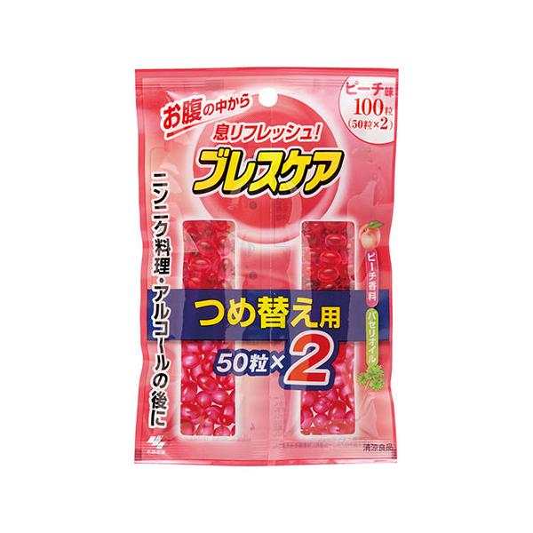 他サイト： (ポスト投函)(小林製薬)ブレスケア ピーチ 詰替え 100粒入(50粒×2)の商品画像