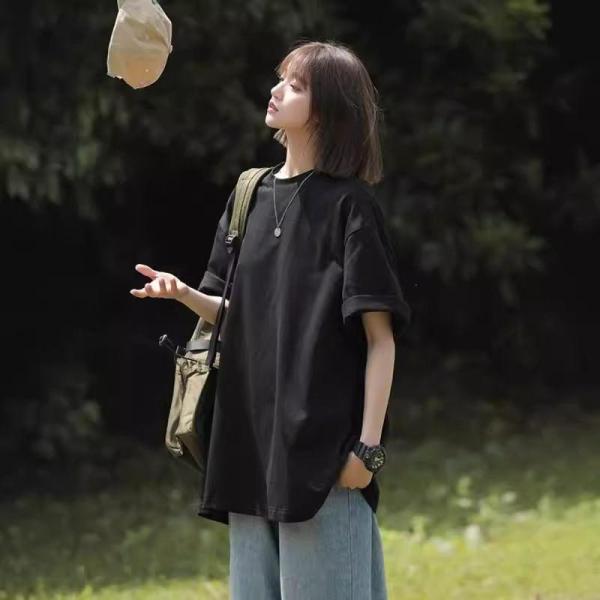 Tシャツ 無地 半袖 レディース 半袖Tシャツ ゆったり 夏 黒 カットソー サマーTシャツ 白 丸首 無地Tシャツ 夏Tシャツ ピンク