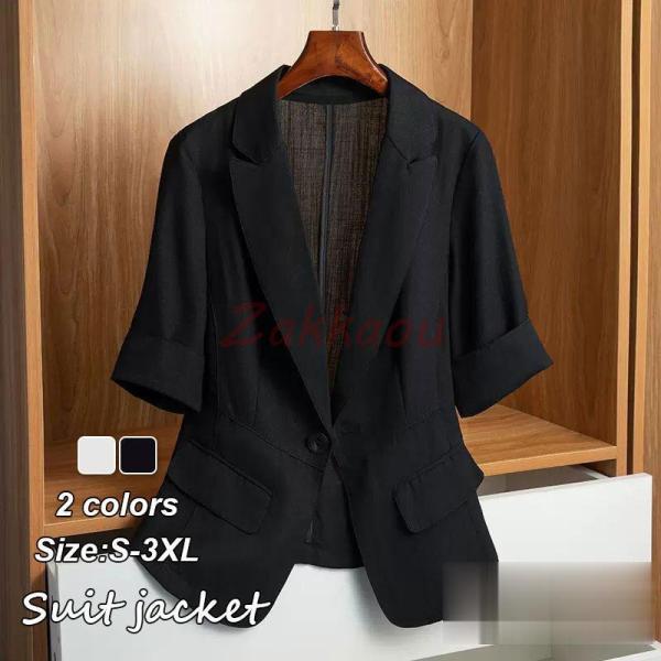 【素材】：ポリエステル【カラー】ブラック ホワイト【サイズ】：（約）【S】着丈/58 バスト/90 肩幅/37 袖丈/28 (cm）【M】着丈/59 バスト/94 肩幅/38 袖丈/29 (cm）【L】着丈/60 バスト/98 肩幅/39 ...