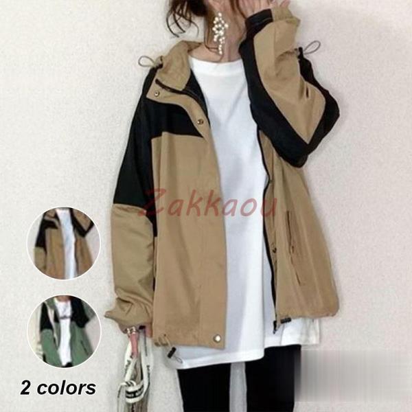 ウィンドブレーカー 売れ筋　レディース春秋パーカー　春秋新作 バイカラーマウンテ ショート丈 トレンチコート　レディースパーカー　スプリングコート　ジャンパー ブルゾン ジャケット マウンテンパーカー アウター カジュアル　当店オススメ 冬...