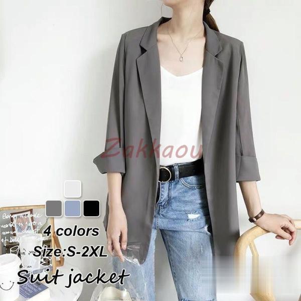 【素材】：ポリエステル【カラー】ホワイト グレー ブラック ブルー【サイズ】：（約）【S】肩幅/35 バスト/94 袖丈/46 着丈/69 (cm）【M】肩幅/36 バスト/98 袖丈/47 着丈/70 (cm）【L】肩幅/37 バスト/1...