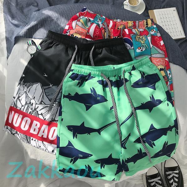 水着 メンズ サーフパンツ 海水パンツ トランクスショートパンツ 男性用 スポーツウェア 水陸両用ハーフパンツ サメ柄 海パンツ ハーフパンツ