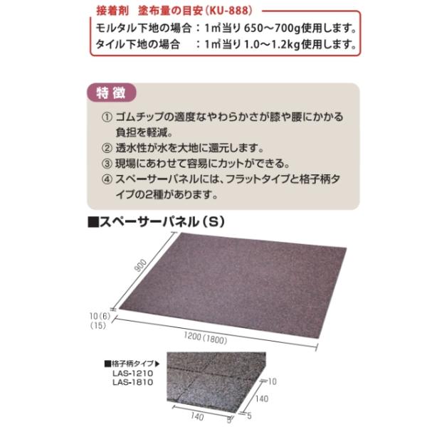 【３枚セット価格】雨でも安全！膝腰負担軽減・高齢者に最適！ゴムチップマット・サンフロア(黒・赤）3枚 サンフロア工業 SRF スペーサーパネル ゴムチップマット S-1810 3色