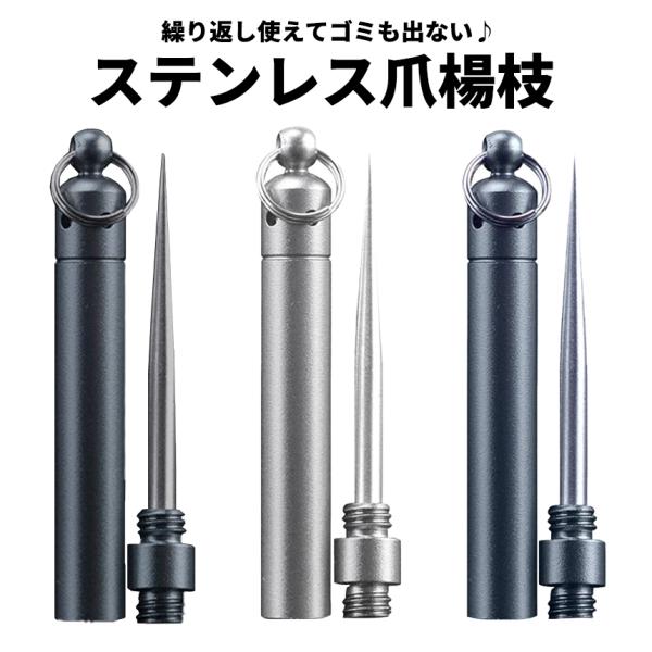 ステンレス 爪楊枝 つまようじ 携帯 簡単 水洗い 可能 ピック ケース 持ち運び アウトドア キャンプ コンパクト ゴミ エチケット 清潔 ケア 旅行 出張 STEYOUJI