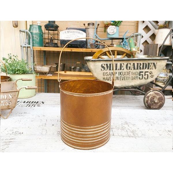 アンティークゴールド ブリキバケツBRZ L / ガーデン ガーデニング