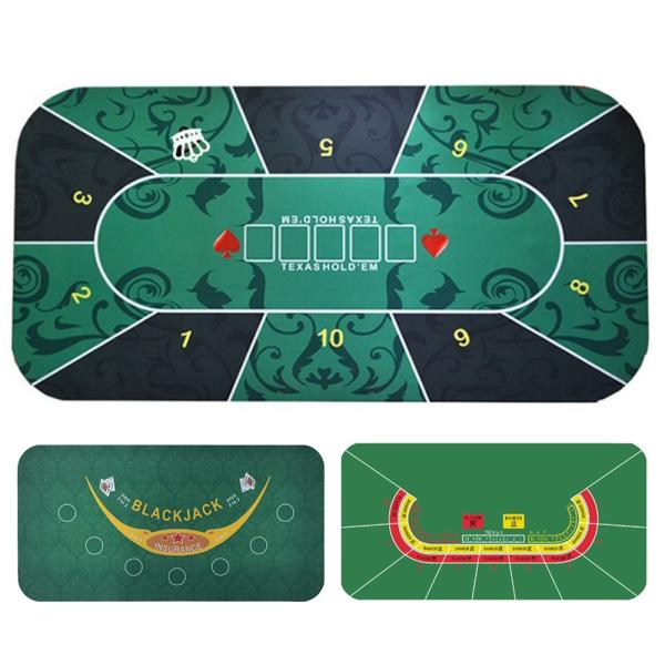 カジノレイアウト　ポーカーマット　ブラックジャック バカラ テーブルマットゴム底でしっかりとした作りです。本物のカジノのような雰囲気を楽しめます。厚さ：3mm　重量：60×120cm：1.5kg収納用の肩掛けバッグが付属します。