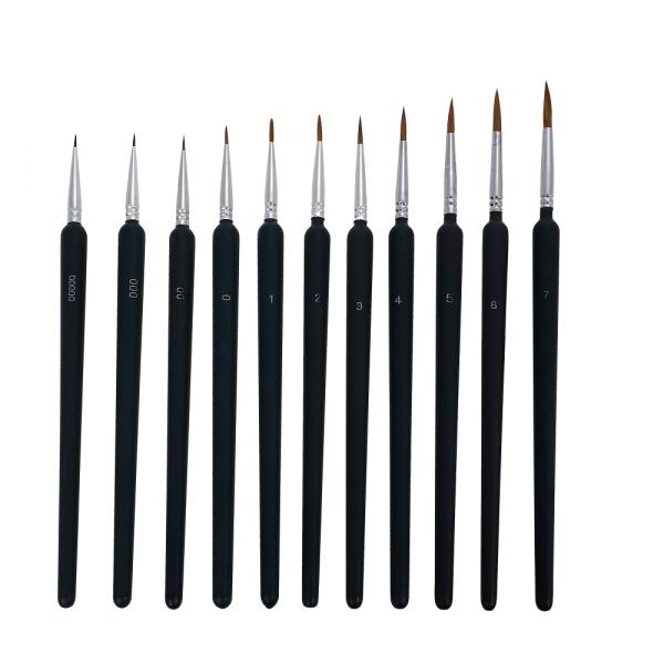 ペイント・塗装に最適な面相筆のセットです。プラモデル塗装や模型の塗装に最適です。毛先にコシがあり、持ちやすい形状。極細から太筆までサイズ違いのセットなので、細かいところまで綺麗にペイントできます。材質にイタチ毛を使用しており、適度な弾力があ...