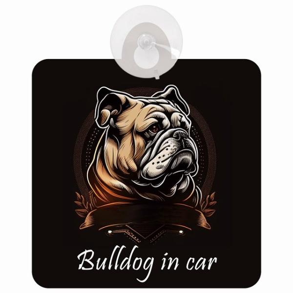 Bulldog ブルドッグ Bタイプ 車 窓ガラス 吸盤タイプ 犬 イラスト付