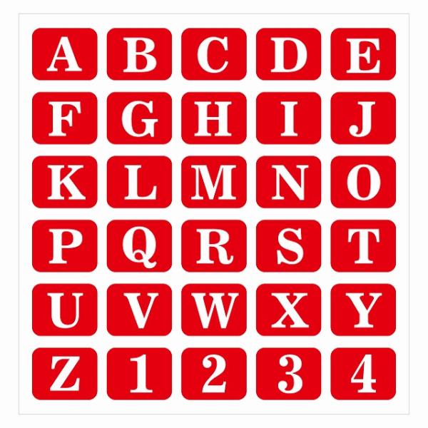 テーブル番号 アルファベット A〜Z 数字 1〜4 レッド 25x20mm 30枚詰め