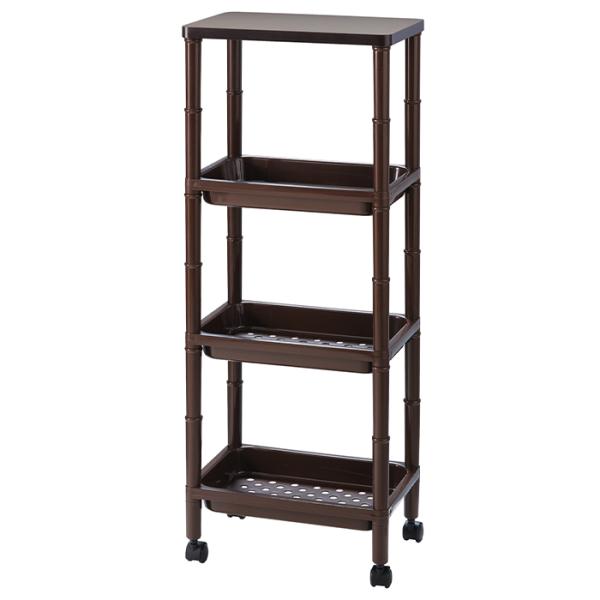 キッチン、リビング、サニタリーなどお部屋の小物収納に便利なミニラック。安定性が良く使い勝手のいい木製天板。用途に合わせて棚の高さをアレンジできるので、使い方は自由。差し込むだけの簡単組立。キャスター付きで移動もラクラク。▼ サイズ（約）幅3...