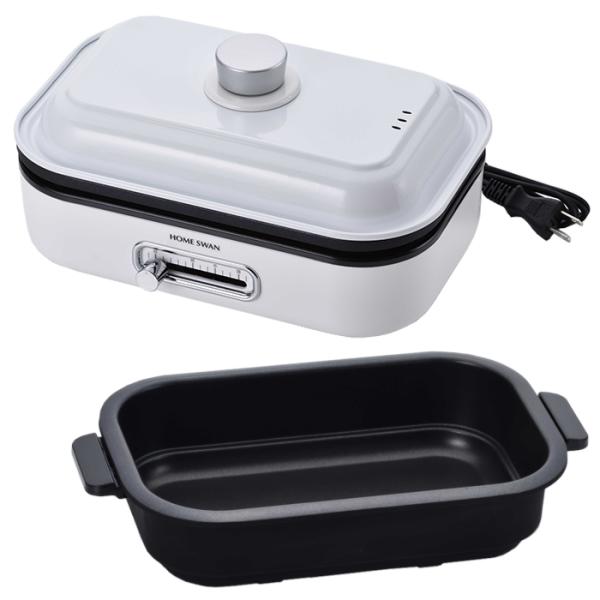 平プレートと深鍋が付属した1〜2人用にちょうどいい小さなホットプレート。温度調節付きで調理から保温まで可能。およそA4サイズで場所を取らずに調理できるので、調理しながら熱々を食べられます。フッ素樹脂加工でお手入れ簡単。平プレートも深鍋も着脱...