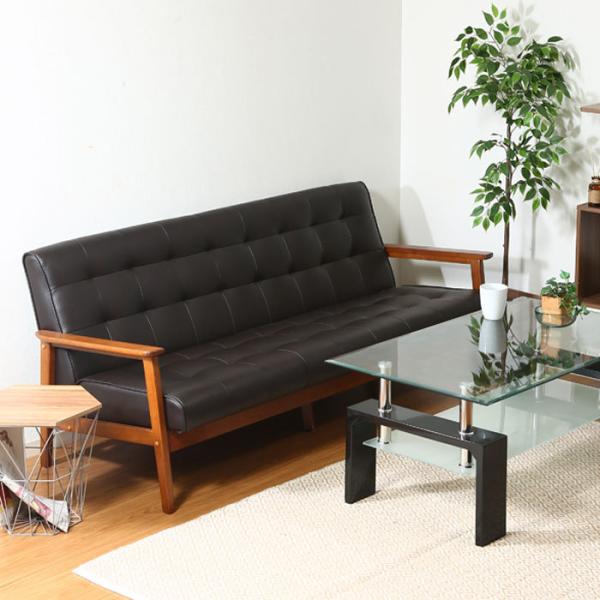 ソファ ソファー 3人掛け レザー 幅170 カフェ風 バイキャストレザー