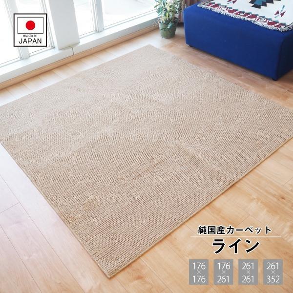 日本製 ラグマット/絨毯 〔江戸間3畳 ベージュ〕 ホットカーペット 