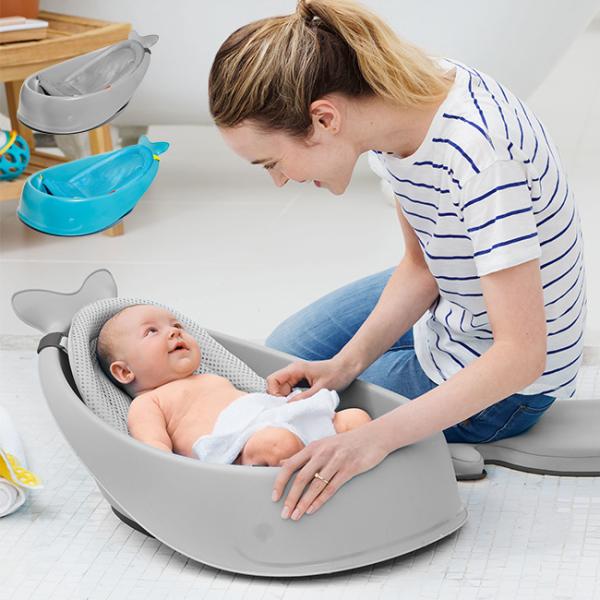 ベビー 赤ちゃん お風呂 沐浴 サポート かわいい クジラ パパ ママ ワンオペ 育児 バスタブ 水遊び 簡易プール フック付き お手入れ簡単 ギフト プレゼント 出産祝いおたんじょうから3WAYで長く使えるベビーバス。■成長に合わせてメッ...