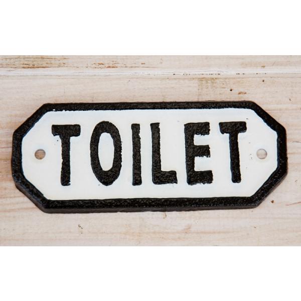 トイレ TOILET ルームプレート キャストアイアン製 白 ホワイト アイアン 名札 お手洗い 化粧室 便所 サインプレート 部屋札 プレート