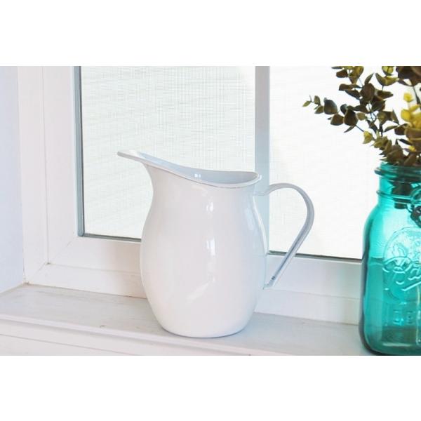 ガーニング雑貨 ピッチャー ホワイト 花瓶 ジャグ ホーロー 琺瑯製