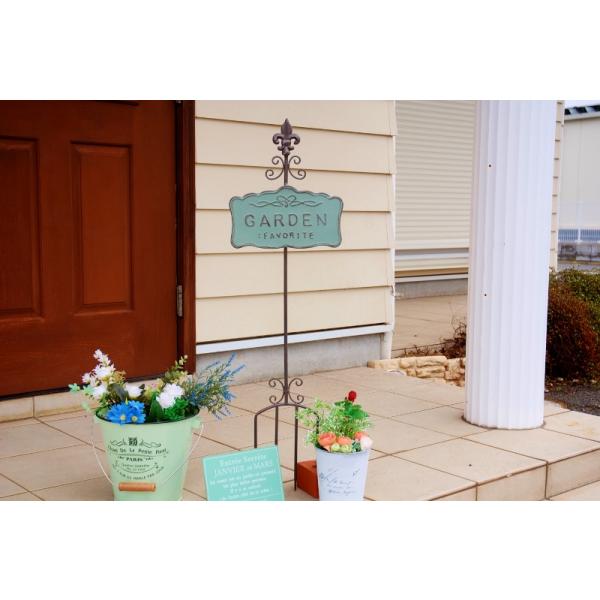 ガーデニング雑貨 ガーデンピック 友膳 フルシェットピック ブルー アイアンピック ブリキ看板 おしゃれ アンティーク ガーデンサイン