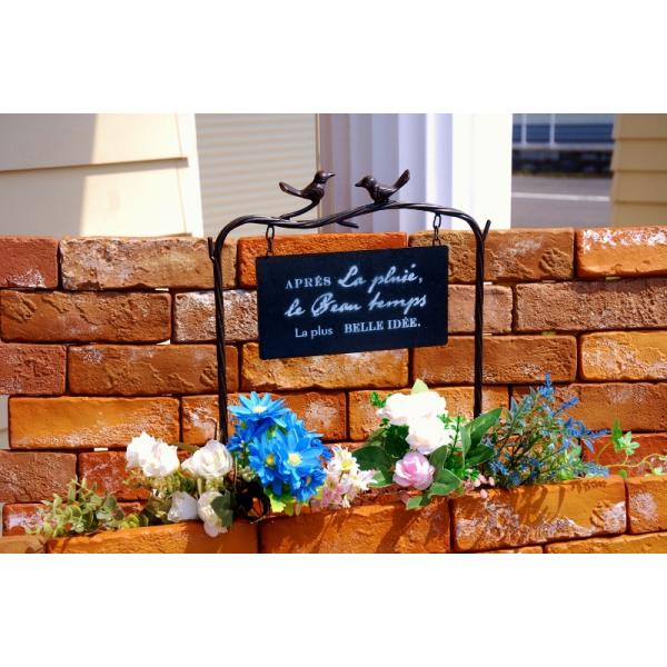 ガーデニング雑貨 アブレオワゾーピック B 黒 ガーデンピック 友膳 小鳥サイン 野鳥 アイアンピック 庭飾り ブリキ看板 ガーデン雑貨