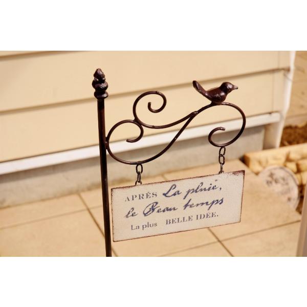 ガーデニング雑貨 友膳 ベルイデーピック W 白 ガーデンピック 小鳥サイン 鳥 アイアンピック ブリキ おしゃれ アンティーク ガーデン