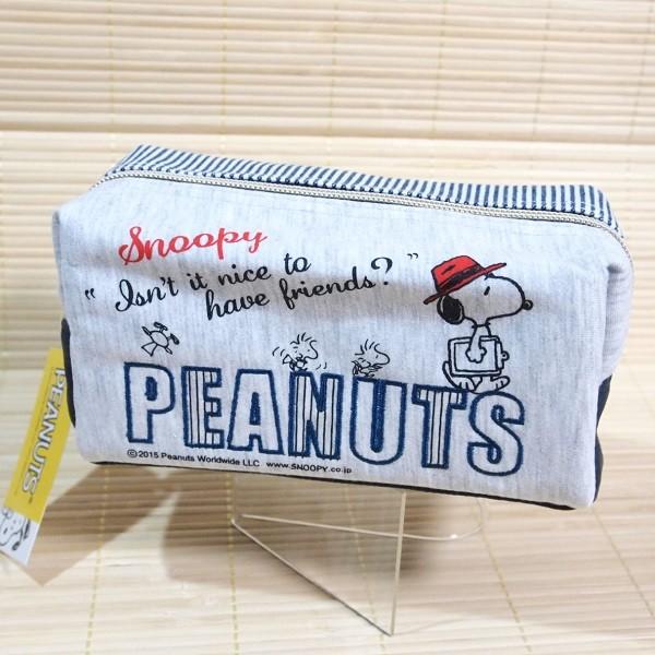 SNOOPY（スヌーピー） BOXペンポーチ（ストライプ/ネイビー）20069 内