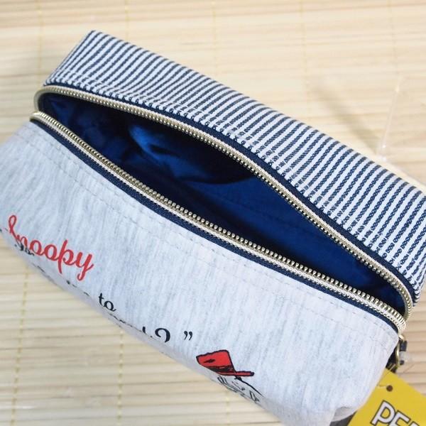 SNOOPY（スヌーピー） BOXペンポーチ（ストライプ/ネイビー）20069 内