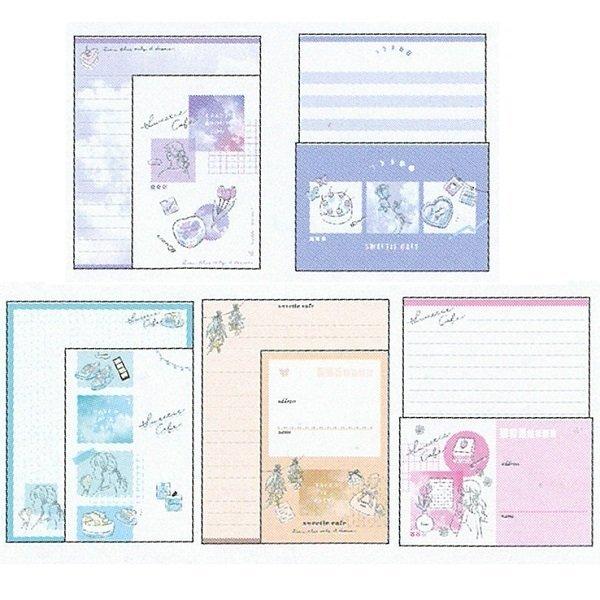 5柄入り 可愛いレターセット Sweetie Cafe 1042 お手紙セット フラワー カフェ 1042 雑貨のぱんぷきん 通販 Yahoo ショッピング