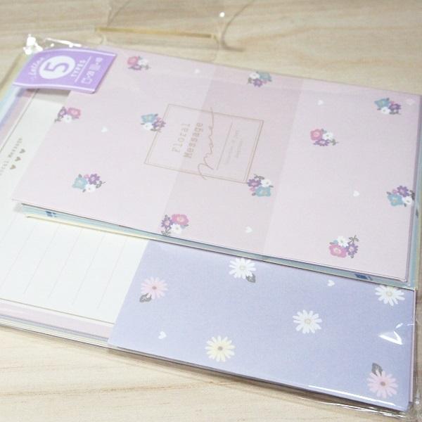 5柄入り レターセット（フローラルメッセージ）201684/お手紙セット 花