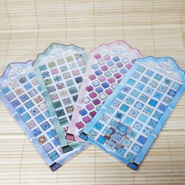 15 シール　まとめ売り　50枚セット　お尻シール　アクリルシール　タイル エポキシ素材＆金箔押し タイルシール 4枚セット（タイルリー）201688s