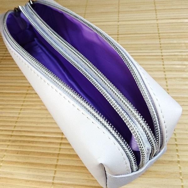 モアガール 左右に分けて収納 スリムツインファスナーペンケース