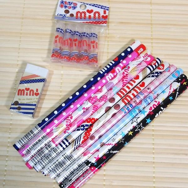 Min ミン 鉛筆 鉛筆キャップ 消しゴムの12点セット 星 ハート チェック ドット s 12 s 12 雑貨のぱんぷきん 通販 Yahoo ショッピング