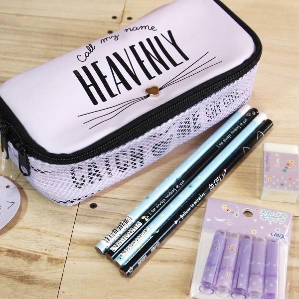 ぴょこっと可愛い ねこみみペンポーチ パープル 鉛筆の7点セット s 7 筆箱 ポーチ メッシュポケットペンケース s 7 雑貨のぱんぷきん 通販 Yahoo ショッピング