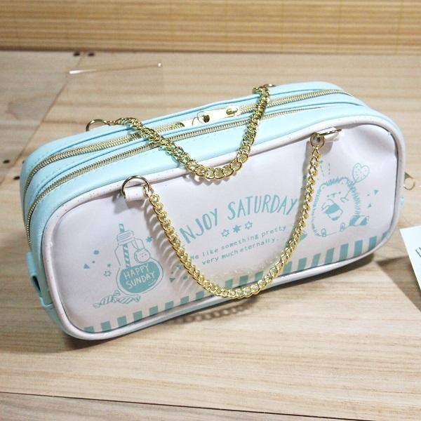 持ち手チェーン付 多機能ペンケース（エンジョイサタデー/はりねずみ