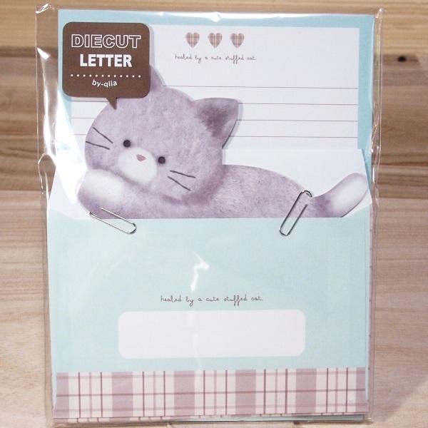 可愛いどうぶつ レターセット（キャット）50289/ダイカット便せん お